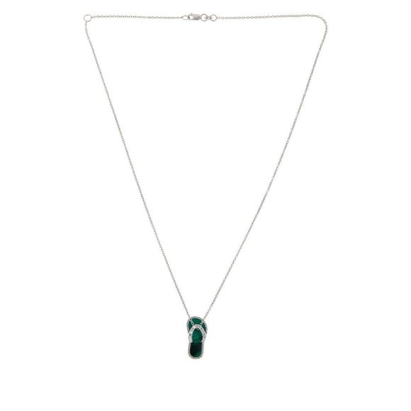 Colleen Lopez Sterling Silver Malachite Sandal Pendant with Chain 18" - Picture 2 of 3